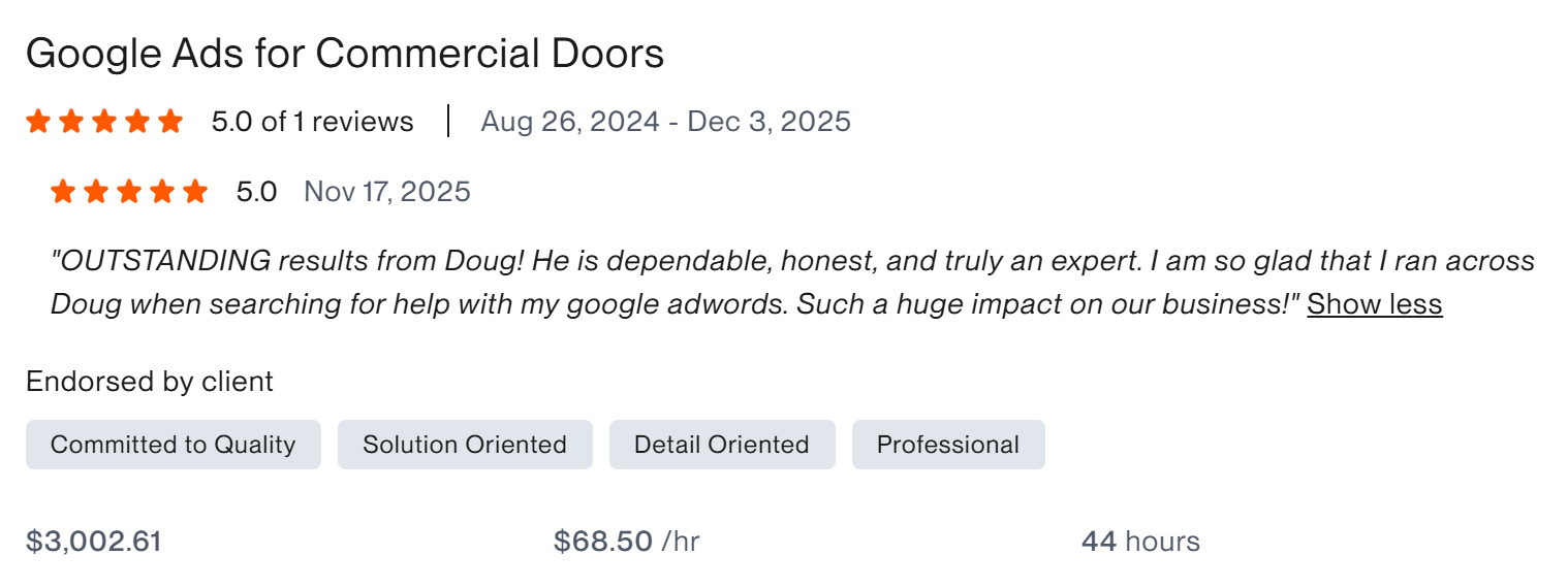 Google Ads client result