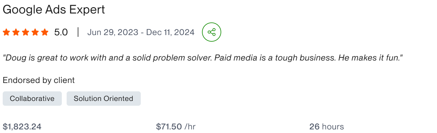 Client result - Google Ads Expert