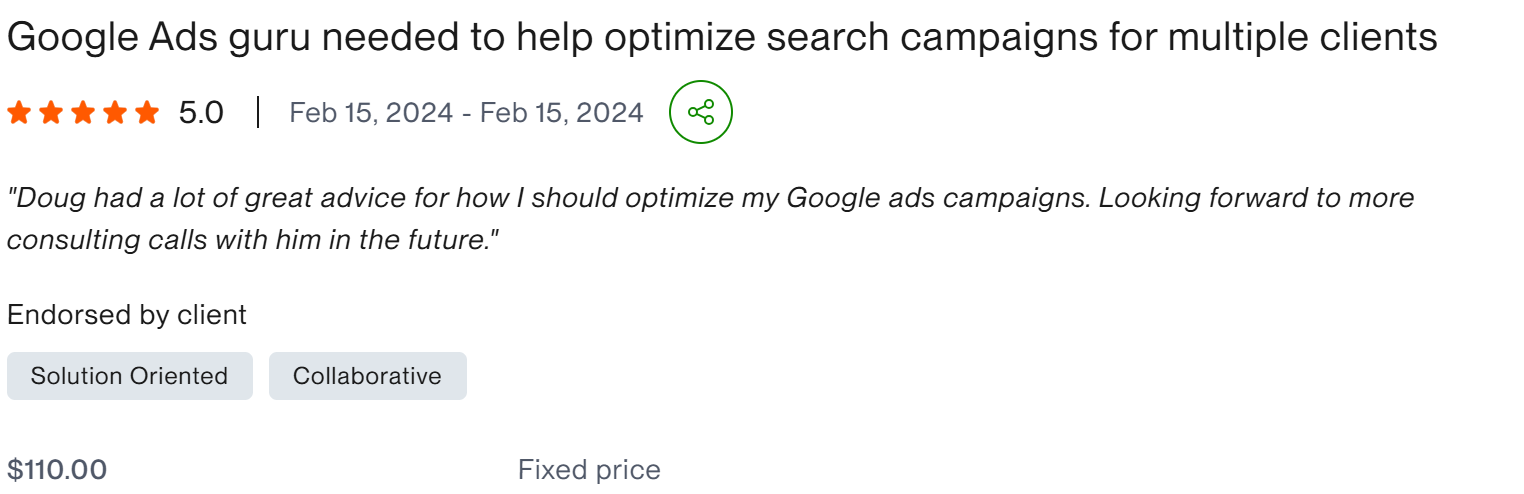 Google Ads guru optimize search campaigns - client result