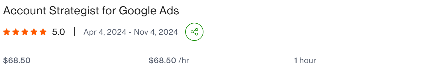 Account Strategist for Google Ads - client result