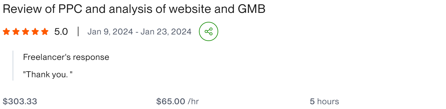 Review of PPC and analysis of website and GMB - client result