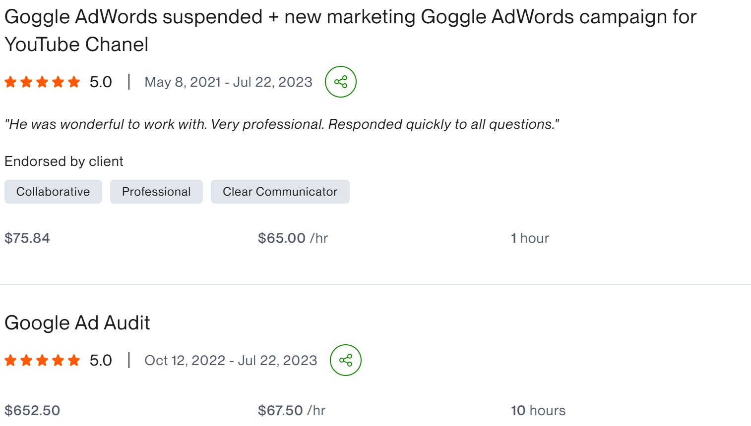 Google AdWords suspended new YouTube campaign client result