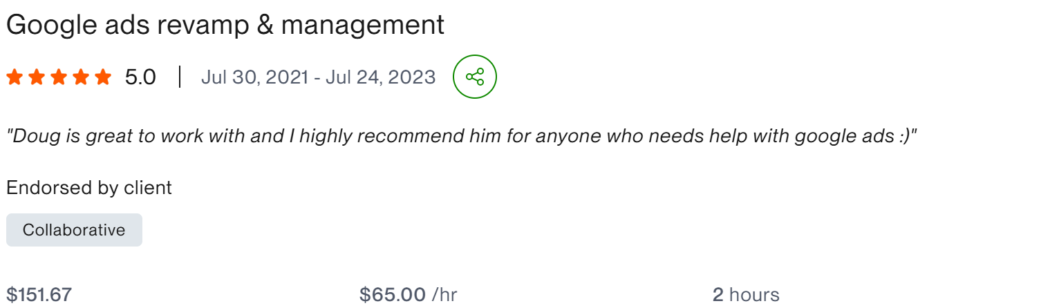 Google Ads revamp and management - client result