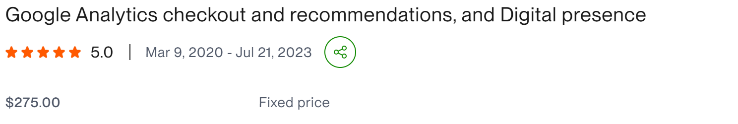 Google Analytics checkout recommendations digital presence - client result