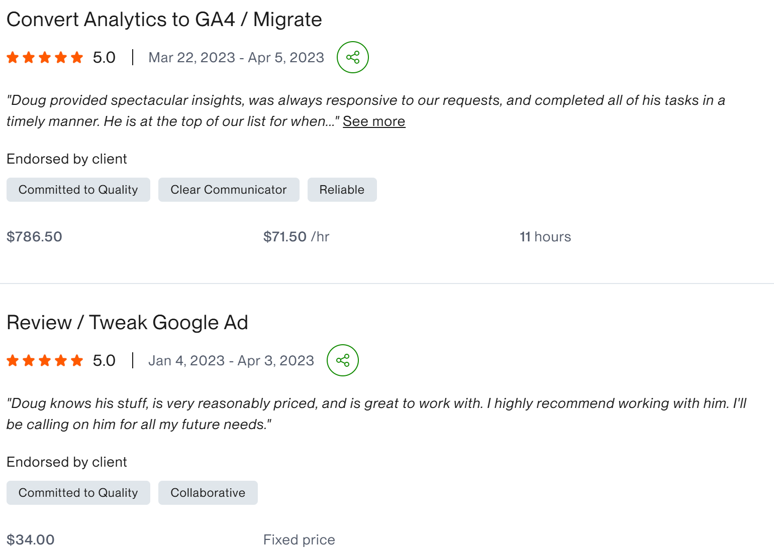 Convert Analytics to GA4 migrate five star client result