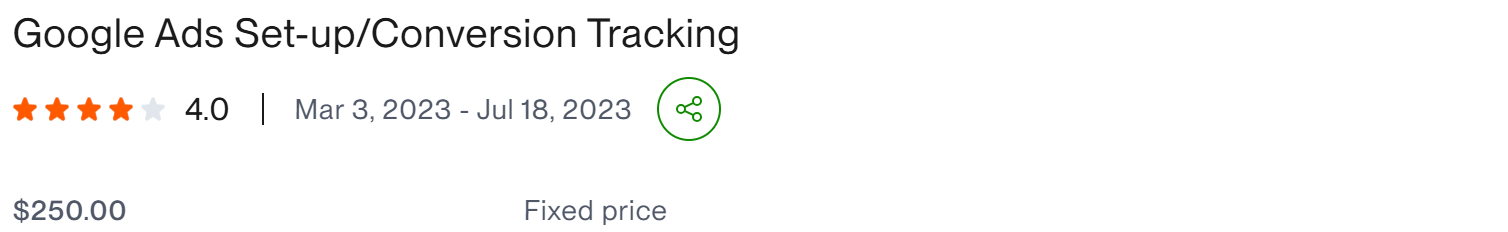 Google Ads Set-up Conversion Tracking - client result