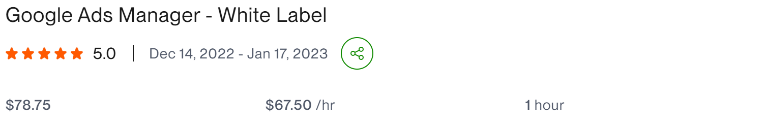 Google Ads Manager White Label five star client result