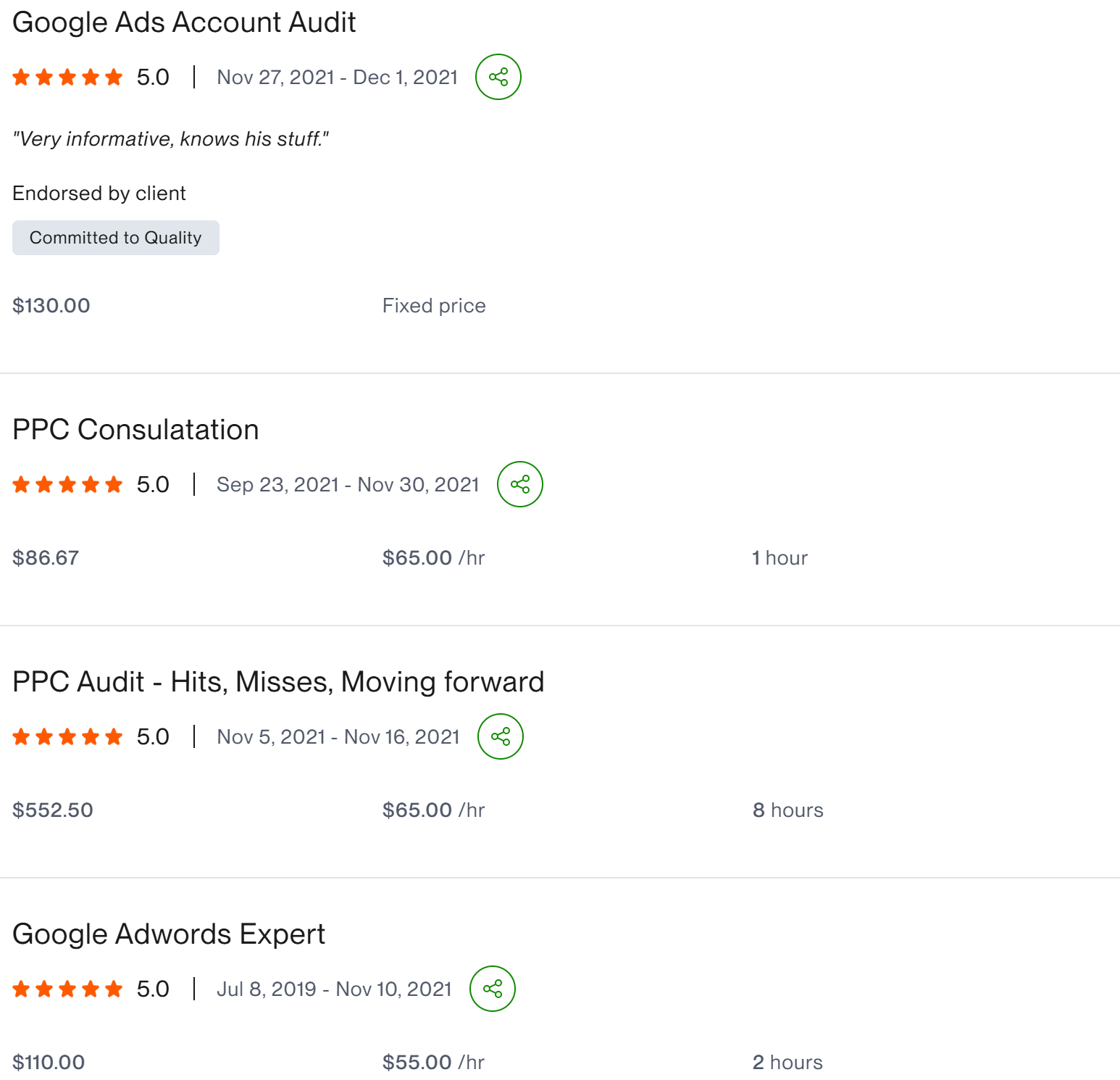 Google Ads Account Audit PPC Consultation five star client result