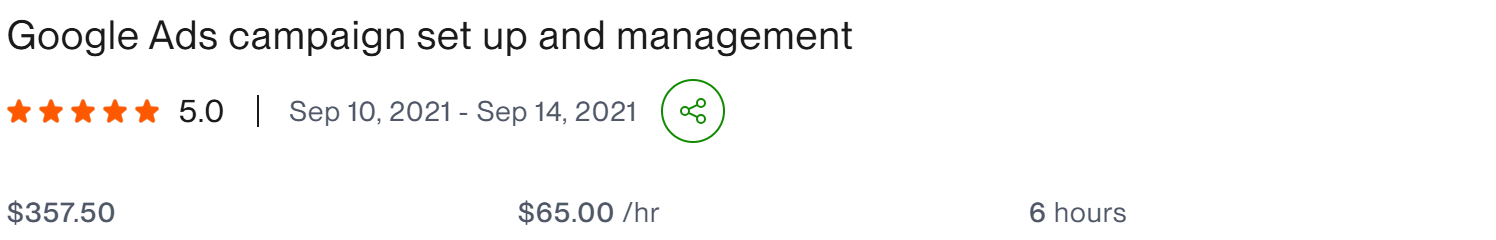 Google Ads campaign set up and management five star client result