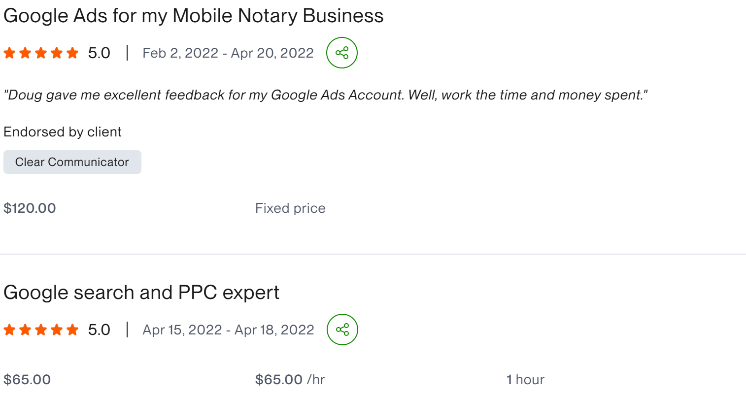 Google Ads PPC consulting service reviews pricing five star client result
