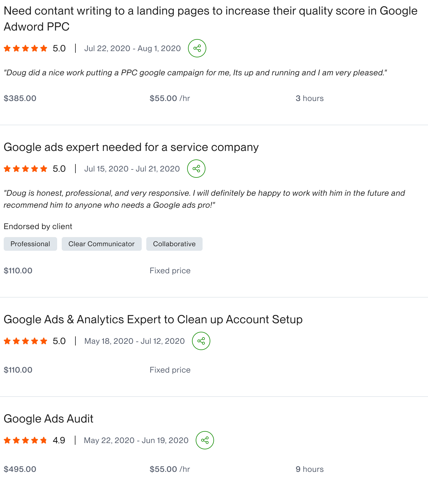 Google Bing PPC Conversion expert five star client result