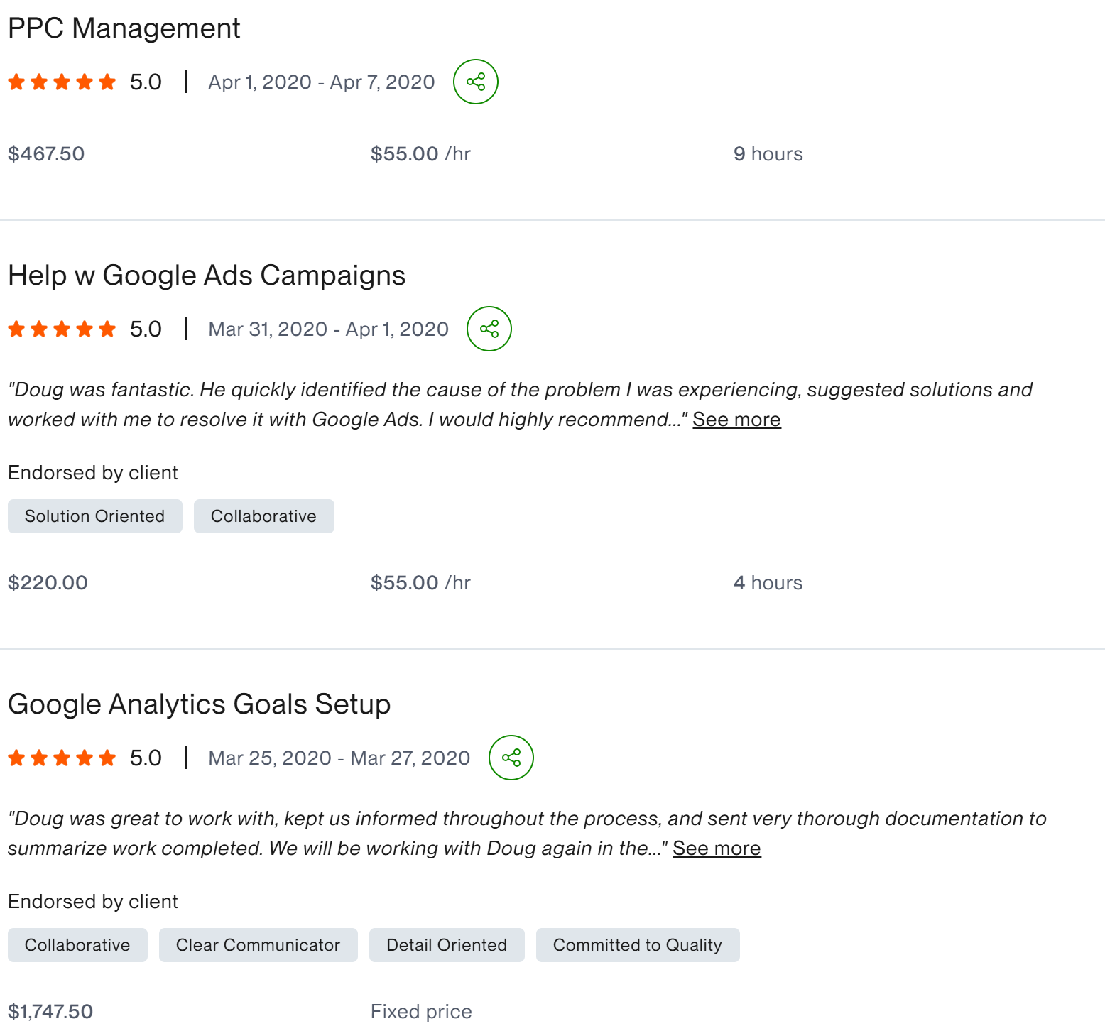 PPC Management Help Google Ads Campaigns five star client result