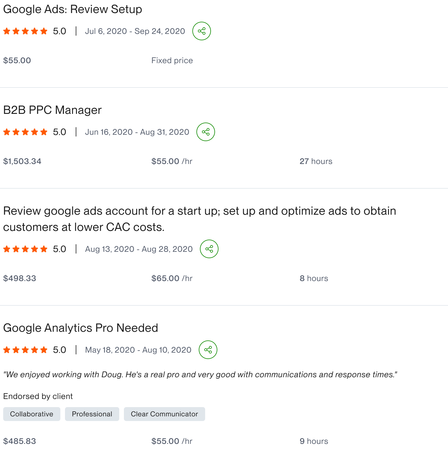 Google Ads Analytics measurable Ad Campaigns five star client result